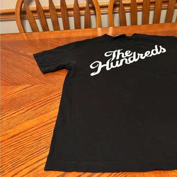 The Hundreds Black Tee with White Script Logo - Picture 3 of 9